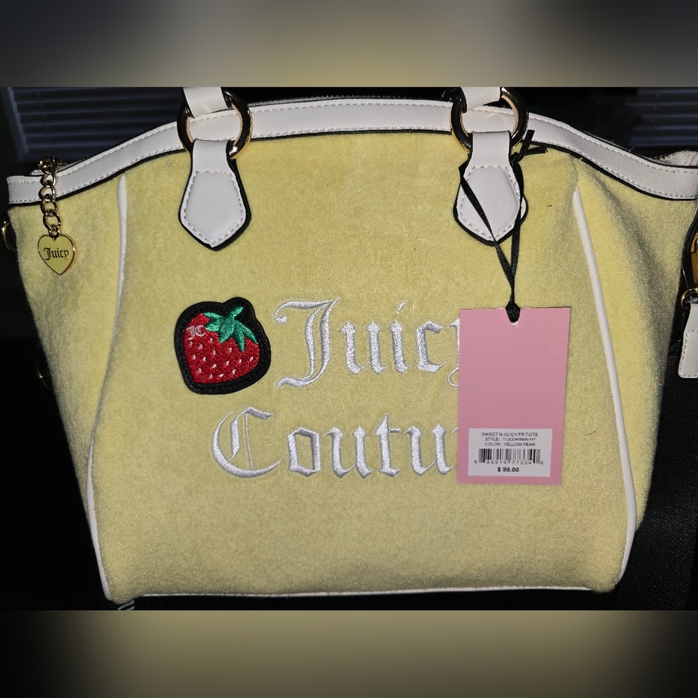 Juicy Couture Sweet n Juicy FR Yellow Pear Tote Bag with Strawberry - Picture 7 of 7